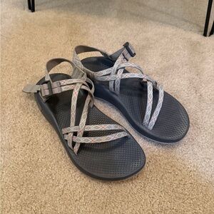 Charcoal gray Chacos